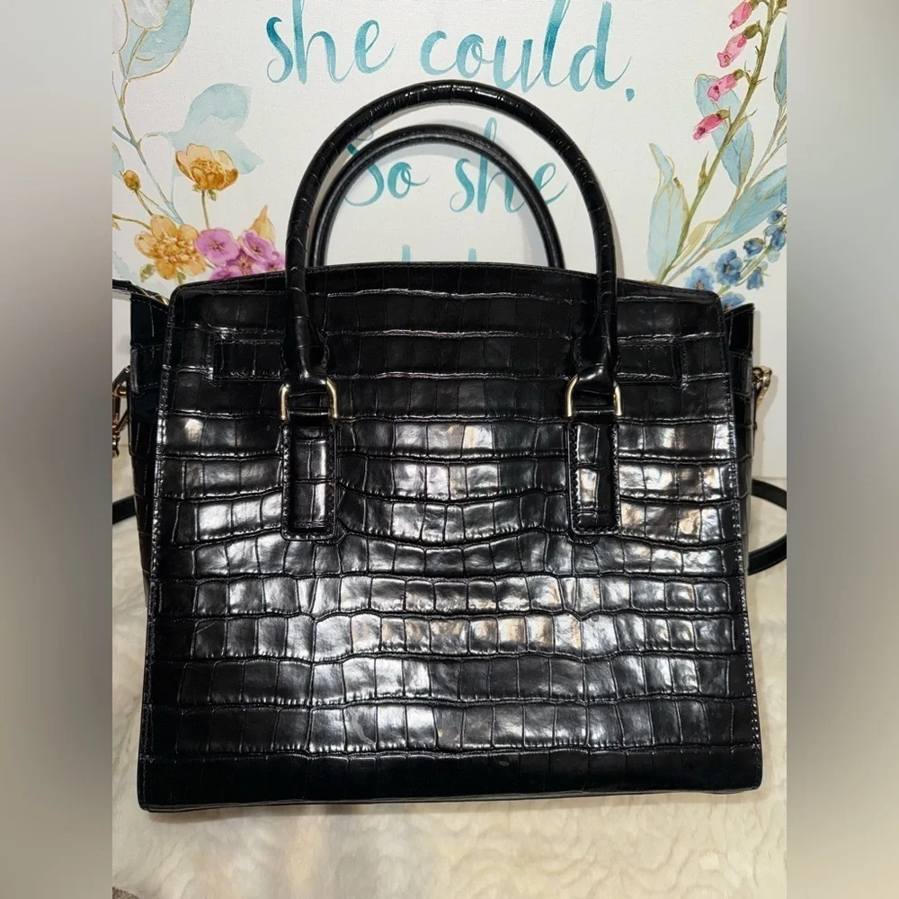 Michael Kors Hamilton Crocodile-Embossed Satchel